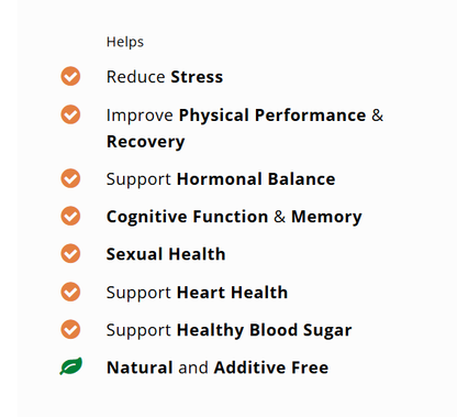 Ashwagandha helps to reduce stress, improves physical performance & recovery and support hormonal balance.