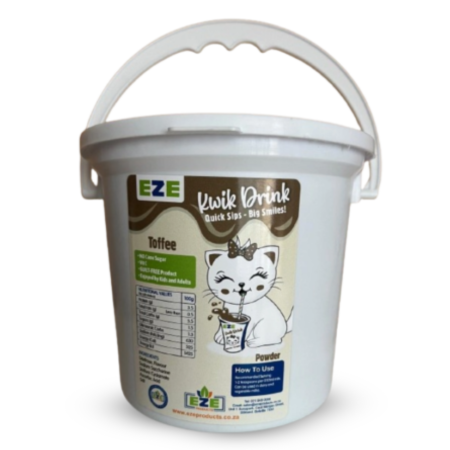 EZE Kwik Drink Toffee powder container on a white background