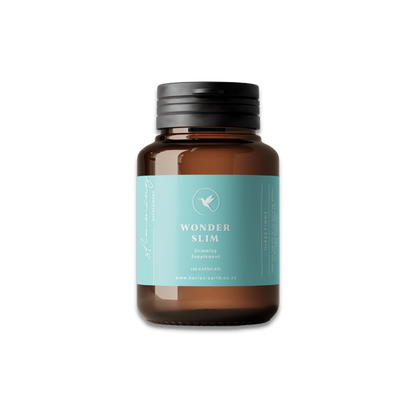 Brown bottle of Kurios Earth Wonder Slim with a light blue label